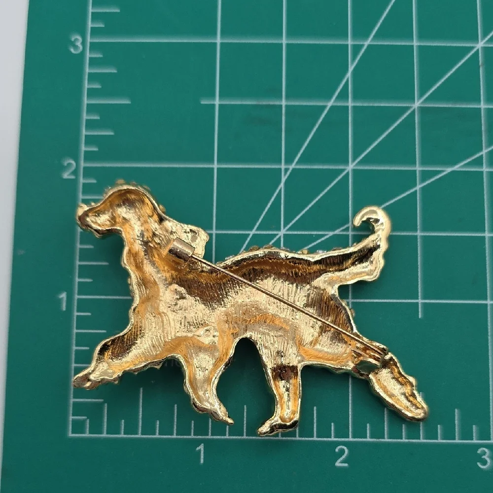 Pretty Golden Retriever Dog Gold and Purple Brooch